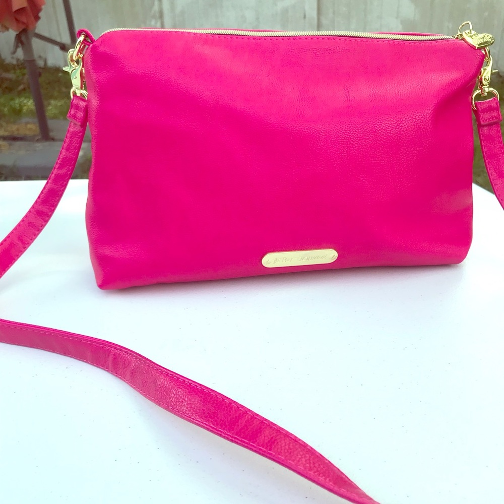 Betsey Johnson Pink Handbag With Long Strap